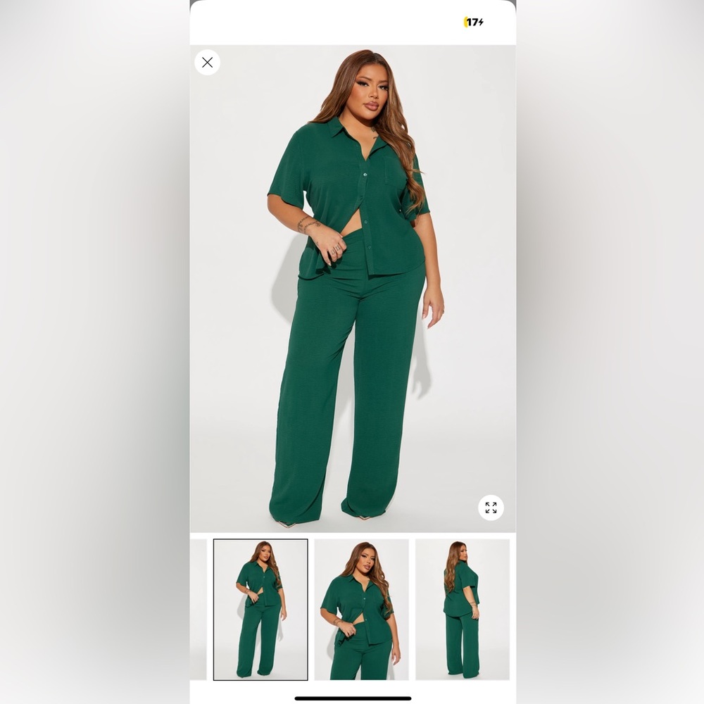 Fashion Nova Pants Set - 3X - XXXL - Green - Pants - Top - Plus Size - Set